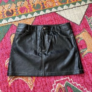 Topshop Faux Leather Black Mini Skirt